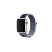 Ремешок для Apple Watch 38-40mm, нейлоновый на липучке, синий с желтой каймой