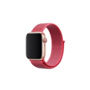 Ремешок для Apple Watch 42-44mm, нейлоновый на липучке, малиновый с розовой каймой