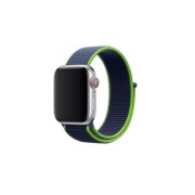Ремешок для Apple Watch 42-44mm, нейлоновый на липучке, синий кобальт с неоново-зеленой каймой