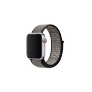 Ремешок для Apple Watch 42-44mm, нейлоновый на липучке, серо-розовый с черной каймой