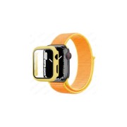 Ремешок для Apple Watch 42-44mm, нейлоновый на липучке, апельсиново-оранжевый с каймой