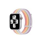 Ремешок для Apple Watch 42-44mm, нейлоновый на липучке, белый с цветными полосами