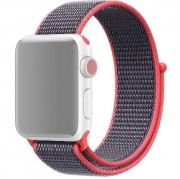 Ремешок для Apple Watch 42-44mm, нейлоновый на липучке, сиреневый с неоново-розовой каймой