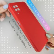 Чехол-накладка для Samsung A12, силиконовый Breaking Soft Touch с микрофиброй, красный