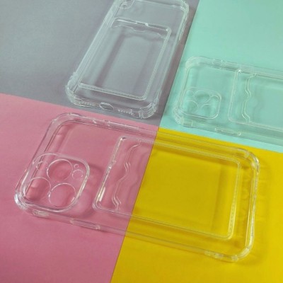 Чехол-накладка силиконовая для Apple iPhone XR (с карманом для карты), прозрачный