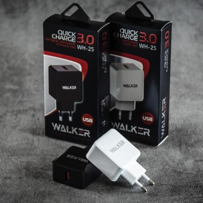 СЗУ Walker WH-25, USB 2.4A, быстрый заряд QC 3.0, белый