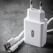 СЗУ XO L36 1 USB разъем 18W (быстрый заряд QC3.0), блочок + кабель для IPhone 5/6/7, белый