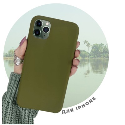 Чехол-накладка для iPhone 12 Silicone Case (без лого) №48 (откр.низ и камера), хаки