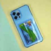 Чехол-накладка силиконовая для Apple iPhone 13 Mini (с карманом для карты), прозрачный синий