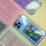 Чехол-накладка силиконовая для iPhone 11 Pro Max (с карманом для карты), прозрачный синий