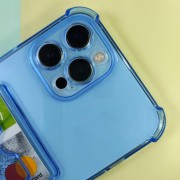 Чехол-накладка силиконовая для iPhone 11 Pro (с карманом для карты), прозрачный синий