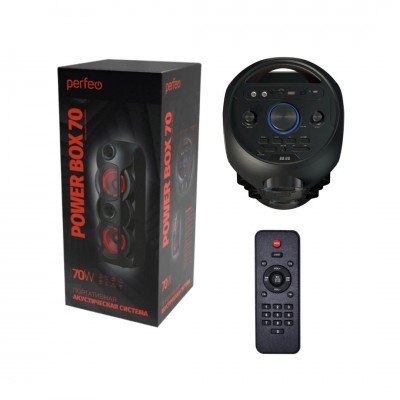 Perfeo портативная акустическая система ”Power Box 70” EQ,USB, microSD, AUX, FM, MIC, TWS черный