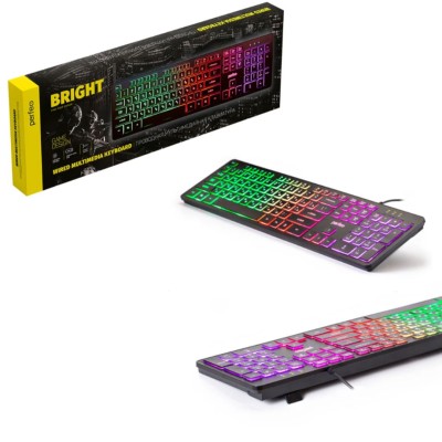 Perfeo клавиатура "BRIGHT", GAME DESIGN, низкие кн.,подсветка, USB, чёрный