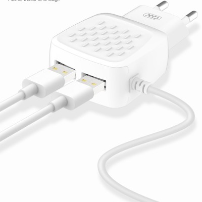 СЗУ XO L51, 2.1А, 10,5Вт, USBx2, блочок + кабель Lightning для iPhone 5/6/7, белый