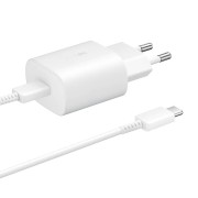Сетевое зарядное устройство Samsung Travel Adapter USB Type С + кабельType-C, 3A, (25W), белый