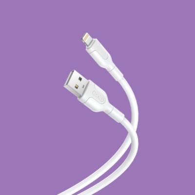 XO NB212 кабель для iPhone 5/6, длина 1 м, 2.1А, прорезиненная оплетка, белый