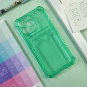 Чехол-накладка силиконовая для Apple iPhone 13 Pro Max (с карманом для карты), прозрачный зеленый