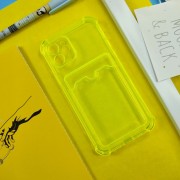 Чехол-накладка силиконовая для Apple iPhone 13 (с карманом для карты), флуоресцентный лимонный