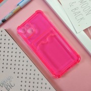 Чехол-накладка силиконовая для iPhone 11 Pro Max (с карманом для карты), флуоресцентный розовы