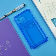 Чехол-накладка силиконовая для iPhone 11 Pro Max (с карманом для карты), флуоресцентный синий