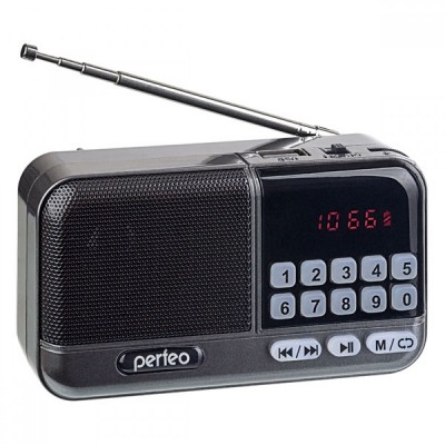 Perfeo радиоприемник цифровой ASPEN FM+ 87.5-108МГц/ MP3/ питание USB или 18650/ серый (i20)