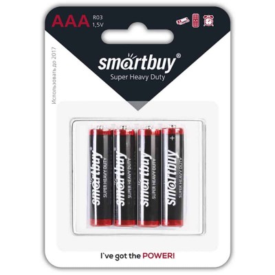 Батарейка алкалиновая Smartbuy LR03/4B (4 в комплекте - цена за 1шт ) (SBBA-3A04B)