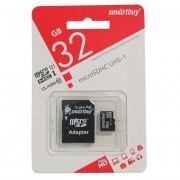 Micro SD 32GB SmartBuy (Class 10) с адаптером UHS-1 (SB32GBSDCL10-01)