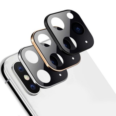 Накладка на камеру для iPhone X/XS/XS Max - имитация дизайна iPhone 11 Pro/11 Pro Max, серебряный