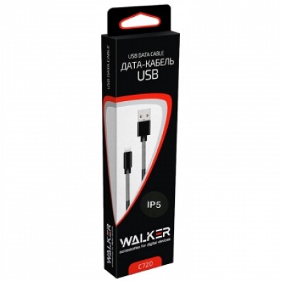 Walker C720 Кабель для iPhone 5/6, с пружинами (с поддерж. IOS11), черный