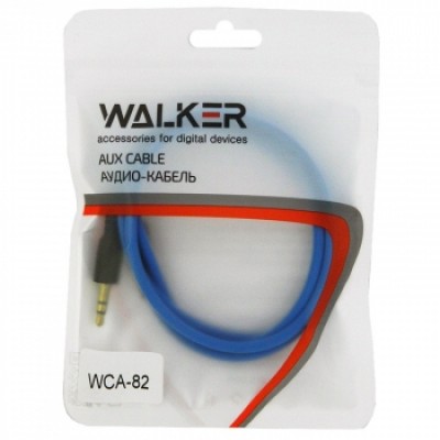 Walker Кабель Jack 3.5 мм вилка - Jack 3.5 мм вилка (AUX), WCA-082, 1м, рифленый, синий
