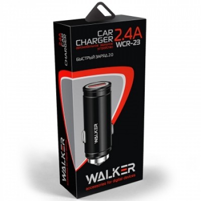 АЗУ WALKER WCR-23, 1 USB разъем (2,4 А) блочок, быстрый заряд QC3.0, серебряный
