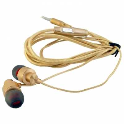 Наушники Walker H700, с микрофоном и кнопкой ответа (матерчатый провод), золотой