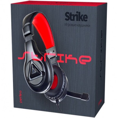 Perfeo игровая гарнитура STRIKE черная 1,8 м, разъем 3,5 мм (4 pin), переходник