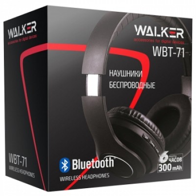 Наушники WALKER Bluetooth полноразмерные WBT-71, черный