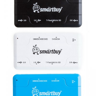 Smartbuy Картридер + HUB USB 2.0 3 порта+SD/microSD/MS/M2 Combo 750 (SBRH-750-B), голубой