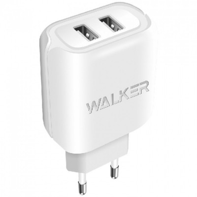 СЗУ Walker WH-27, 2 USB разъема (2,1А) блочок, белый
