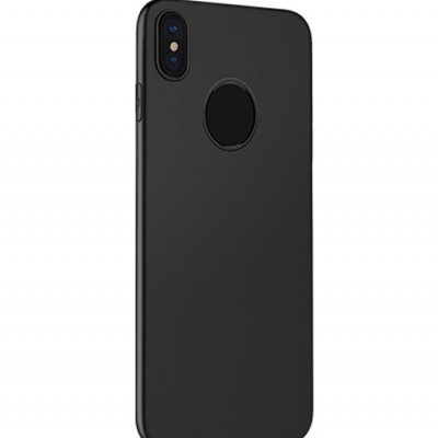 Чехол-накладка силиконовый черный матовый для iPhone 7 Plus, с вырезом под логотип