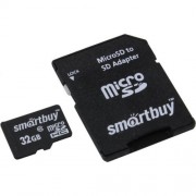 Micro SD 32GB SmartBuy (Class 10) с адаптером LE (SB32GBSDCL10-01LE)