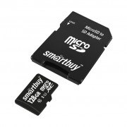 Micro SDXC 128GB SmartBuy (Class 10) + SD адаптер (SB128GBSDCL10-01)