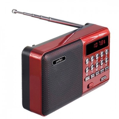 Perfeo радиоприемник цифровой PALM FM+ 87.5-108МГц/ MP3/ питание USB или 18650 красный