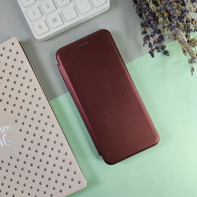 Чехол-книга для Xiaomi Redmi Note 8, Open Fashion, горизонтальная с магнитом, бордовый