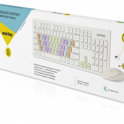 Комплект клавиатура+мышь с цветными клавишами Smartbuy 218346AG (SBC-218346AG-W), белый