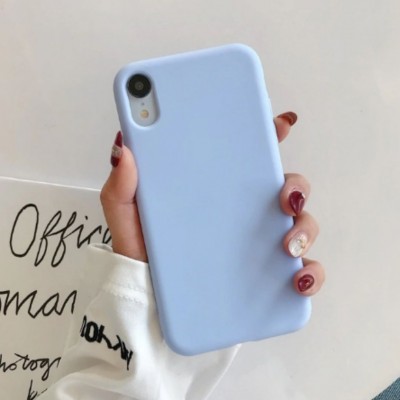 Чехол-накладка для iPhone X серия "Оригинал", бледно-голубой