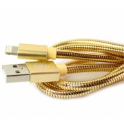 V-Lovable Spring кабель для iPad/iPhone 5, 1 м , золотой, метал.пружина, в метал. боксе