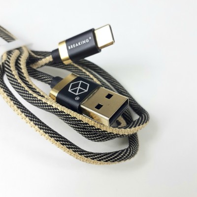 Breaking кабель Micro USB Denim (джинсовый), 2.4A, длина 1м (21220), черный