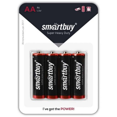 Батарейка солевая Smartbuy R6/4B (4 в комплекте - цена за 1шт) (SBBZ-2A04B)